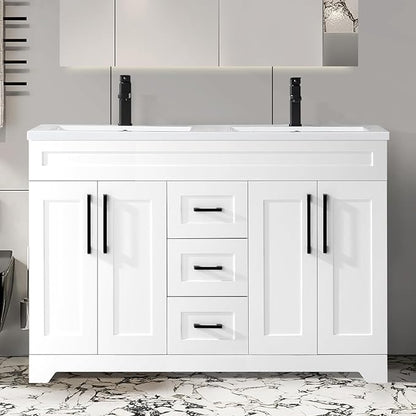 60" Bathroom Vanity with Sink Combo,Bathroom Storage Cabinet with Undermount Double Sink,4 Soft Closing Doors & 3 Full Extension Drawers,White Finish