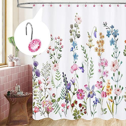 Pink Diamond Crystal Bling Shower Curtain Hooks Rings for Bathroom,12PCS