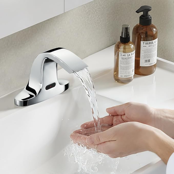 Touchless Bathroom Sink Faucet, Automatic Sensor Faucet for 3 Hole,Touchless Chrome Faucet for Bathroom Sink