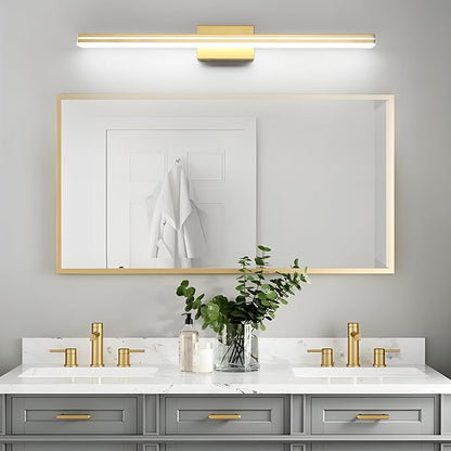 SineRise 40-Inch LED Modern Bathroom Vanity Light Bar, Gold Modern Acrylic Bathroom Wall Lighting Fixtures Over Mirror (Cool White 6000K)
