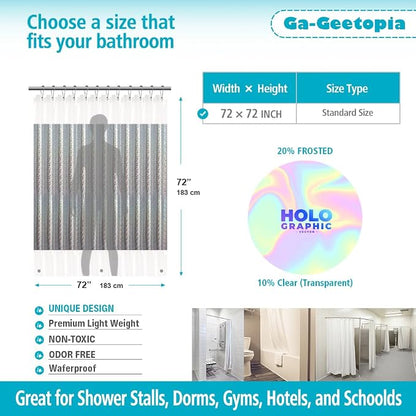 Ga-Geetopia Holographic 3D EVA Shower Curtain Liner Circle, 72x72 Premium Medium Weight Clear Plastic Bathroom Shower Curtain with Rustproof Metal Grommets for Shower Stall, Bathtubs