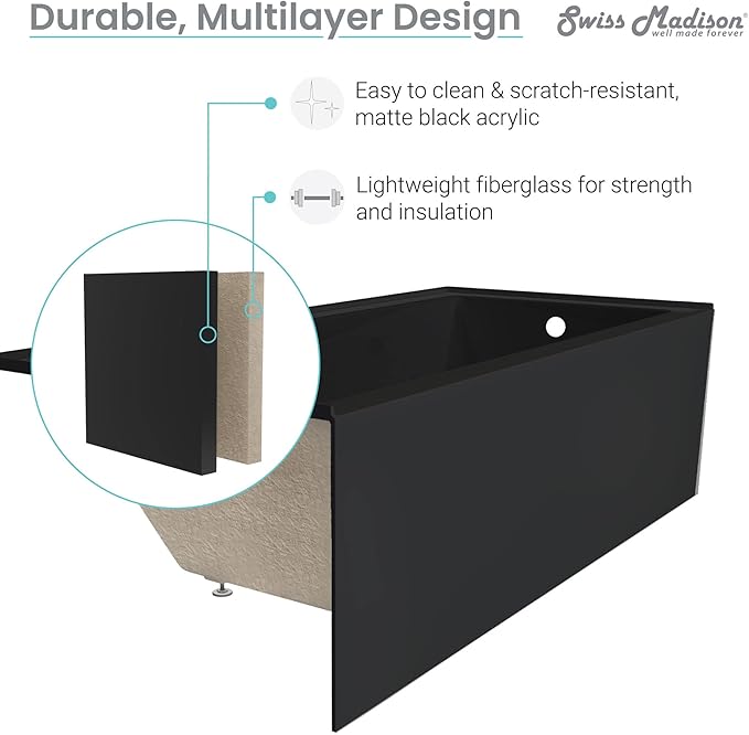 Voltaire 60" x 30" Left-Hand Drain Alcove Bathtub with Apron in Bisque