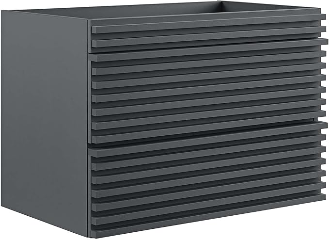 Modway Render 30" Wall-Mount Bathroom Vanity in Gray-Sink Basin Not Included, 30 Inch, Grey