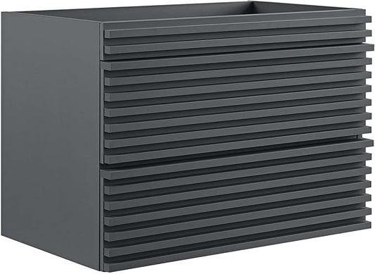 Modway Render 30" Wall-Mount Bathroom Vanity in Gray-Sink Basin Not Included, 30 Inch, Grey