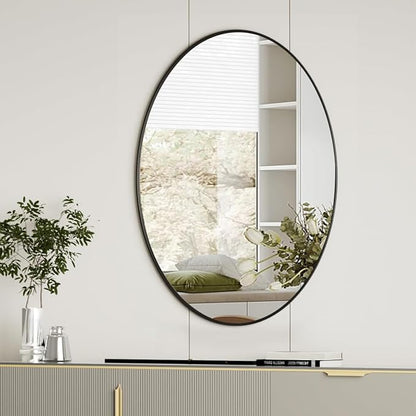 Koonmi Black Oval Bathroom Mirror, 24"x32" Oval Mirror for Wall | Shatterproof Bathroom Vanity Mirror for Bedroom Living Room Entryway, Horizontal or Vertical, Hardware Included