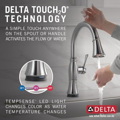DELTA FAUCET Cassidy Touch Kitchen Faucet, Oil Rubbed Bronze Kitchen Faucets with Pull Down Sprayer, Kitchen Sink Faucet, Faucet for Kitchen Sink, Touch2O Technology, Venetian Bronze 9197T-RB-DST