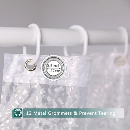 Shower Curtain Liner, 100% Waterproof Eva Shower Curtains with 3 Duty Heavy Bottom Magnets and 12 Rust Proof Grommets, 72x72 Weighted Shower Liner for Shower Stall, Bathtubs