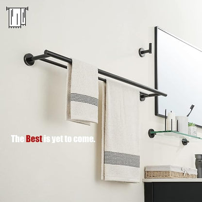 JQK Double Bath Towel Bar, Oil Rubbed Bronze 33 Inch 304 Stainless Steel Thicken 0.8mm Towel Rack for Bathroom, Towel Holder Wall Mount, Useable Length 30 Inch 2 Pack, TB100L30-ORB-P2