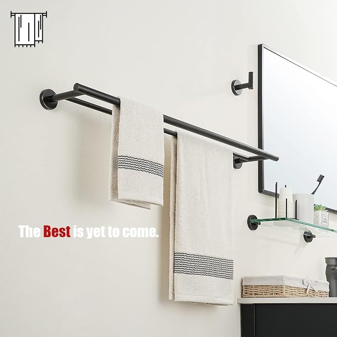 JQK Double Bath Towel Bar, Oil Rubbed Bronze 33 Inch 304 Stainless Steel Thicken 0.8mm Towel Rack for Bathroom, Towel Holder Wall Mount, Useable Length 30 Inch, TB100L30-ORB