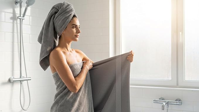 6 Piece 100% Cotton Bath Towel Set - 2 Bath - 2 Hand - 2 Face, Grey | 100% Cotton • Thick & Plush • Hotel Quality • Ultra Soft • Highly Absorbent • Quick Dry • Low Lint • Machine Washable