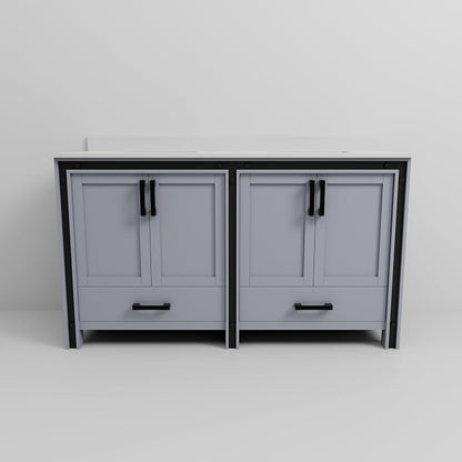 Ziva 60 in W x 22 in D Dark Grey Double Bath Vanity and Cultured Marble Top