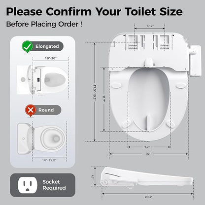 GAICOM Bidet Toilet Seat Elongated, Electric Smart Heated Toilet Seat | Instant Warm Water & Dryer, Multiple Cleaning Modes, Side Control, Self-Clean Nozzle, Quiet-Close, Easy Installation
