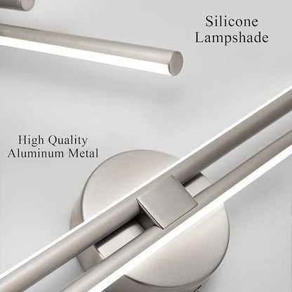 EDISLIVE Dimmable Modern LED Vanity Light Fixtures Bathroom Vanity Wall Lighting, 31.5 in Mirror Vanity Lighting Fixtures for Bathroom Bedroom Makeup Living Room,Nickel