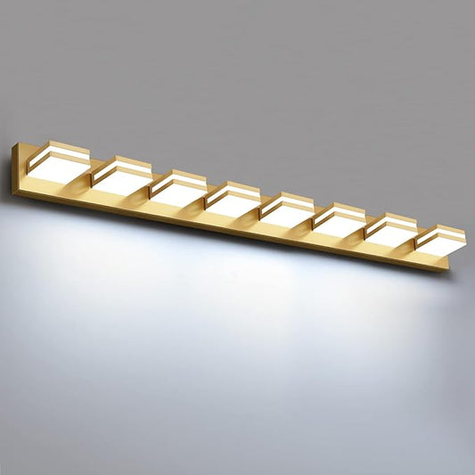 IZORRO LED Modern Bathroom Lights Fixtures(8-Light,Dimmable),Gold Acrylic Wall Lighting,Vanity Lights for Bathroom Over Mirror - 6000k 46In （No Assembly Required）