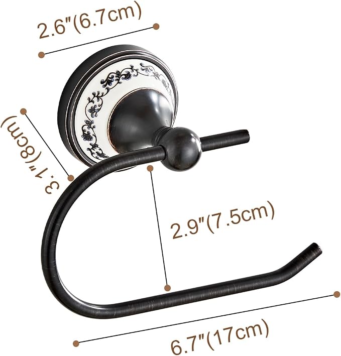 Black Toilet Paper Holder, Bathroom & Kitchen Toilet Tissue Roll Holder | Zinc Alloy Open-Arm Screw-In Wall-Mounted Towel Holder, Bathroom Hardware Accessory YIGUANXIN