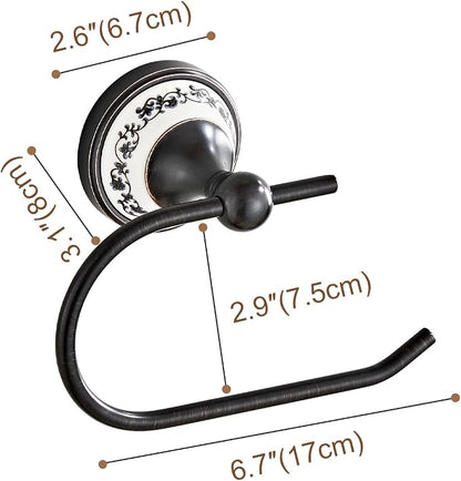 Black Toilet Paper Holder, Bathroom & Kitchen Toilet Tissue Roll Holder | Zinc Alloy Open-Arm Screw-In Wall-Mounted Towel Holder, Bathroom Hardware Accessory YIGUANXIN