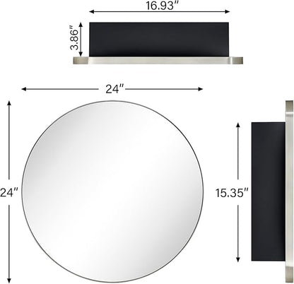 Surface Mount Brushed Nickel Round CircleBathroom Medicine Cabinet with Mirror Circlular Shaped Stainless Steel Metal Framed Medicine Cabinets Bathroom Cabinet with Mirror 24'' Diameter