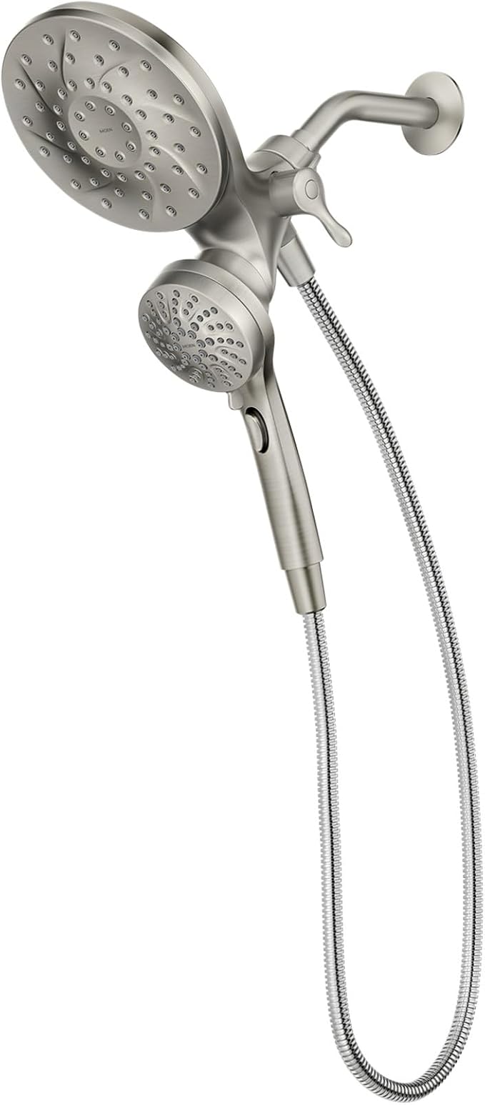 Moen Engage Magnetix 2-in-1 Combo Rain Showerhead with Detachable Handheld Shower Spray, Featuring Magnetic Docking System, Spot Resist Brushed Nickel, 26009SRN