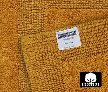 COTTON CRAFT Bath Rugs - 2 Pack Large 20x30 Plush Bath Mats - Golden Rod