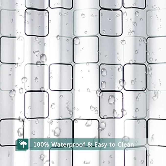 Shower Curtain Liner, Big Square Waterproof PEVA Shower Curtains with 3 Duty Heavy Bottom Magnets and 12 Rust Proof Grommets, 72x72 Weighted Shower Liner for Shower Stall, Bathtubs