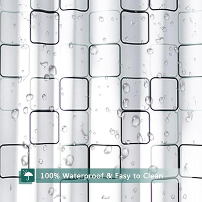 Shower Curtain Liner, Big Square Waterproof PEVA Shower Curtains with 3 Duty Heavy Bottom Magnets and 12 Rust Proof Grommets, 72x72 Weighted Shower Liner for Shower Stall, Bathtubs