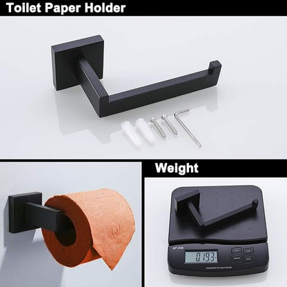 TURS Black 3-Piece Towel Holder Set Towel Ring Toilet Paper Holder Towel Hook, Stainless Steel Bathroom Hardware Set, Wall Mounted.