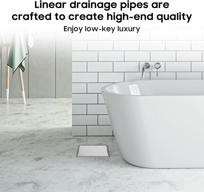 DLONE® Shower Drain | 6 Inch Brushed Nickel with Tile Insert Panel | Square Shower Drain, with Hair Catcher, Shower Floor Drain Fits Bathroom & Balcony etc