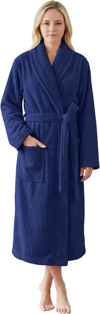 PJGGZ Women's Shawl Collar Bathrobe, Soft Long Towel Robes for Women - Super Absorbent Quick Dry yet Warm