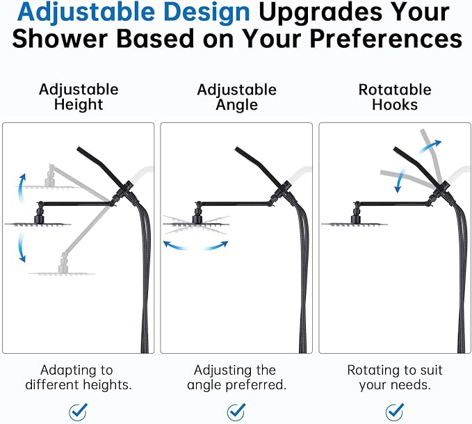 G-Promise All Metal 10" Rain Shower Head with Handheld for Bathroom Upgrade | All Metal, Built to Last, Easy Install, Adjustable Height & Angle for All Heights, Extra Long Hose, Modern Upgrade