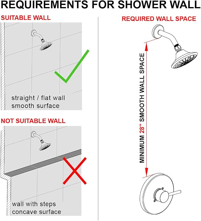 Handheld Showerhead & Rain Shower Combo for Easy Reach, 27.5" Drill-free Stainless Steel Slide Bar, 5”of 5-setting Handheld Shower and Showerhead, with 5ft Hose - Polished Chrome