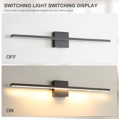 Bathroom Light Fixtures Over Mirror, 32 Inch Black Bathroom Vanity Light, LED Modern Wall Sconce 3000K Bar Vanity Lights for Restroom