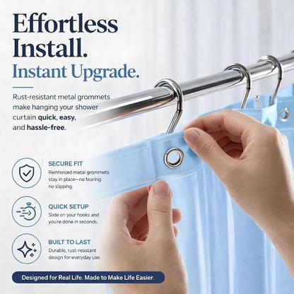 EHZNZIE Light Blue Shower Curtain Liner 72x72, PEVA Waterproof Bath Curtain, No Chemical Smell, 3 Weighted Magnets, Durable with Rustproof Metal Grommets
