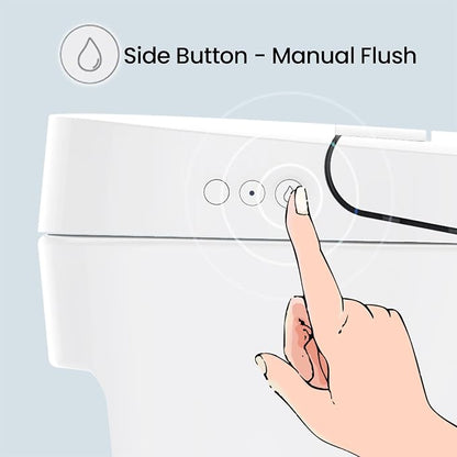 R&T W5100S Tankless Smart Toilet Touchless Auto Flush 1.28-GPF Battery-Operated One-Piece HET Intelligent Toilet for Bathroom, Foot Kick & Manual, Without Bidet