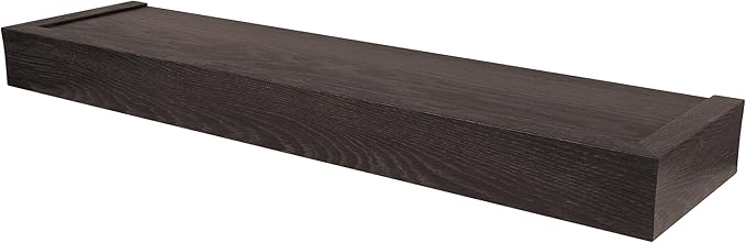 HIGH & MIGHTY 515609 Modern 24" Floating Shelf Holds up to 20lbs, Easy Tool-Free Dry Wall Installation, Flat, Retail Packaging, Espresso