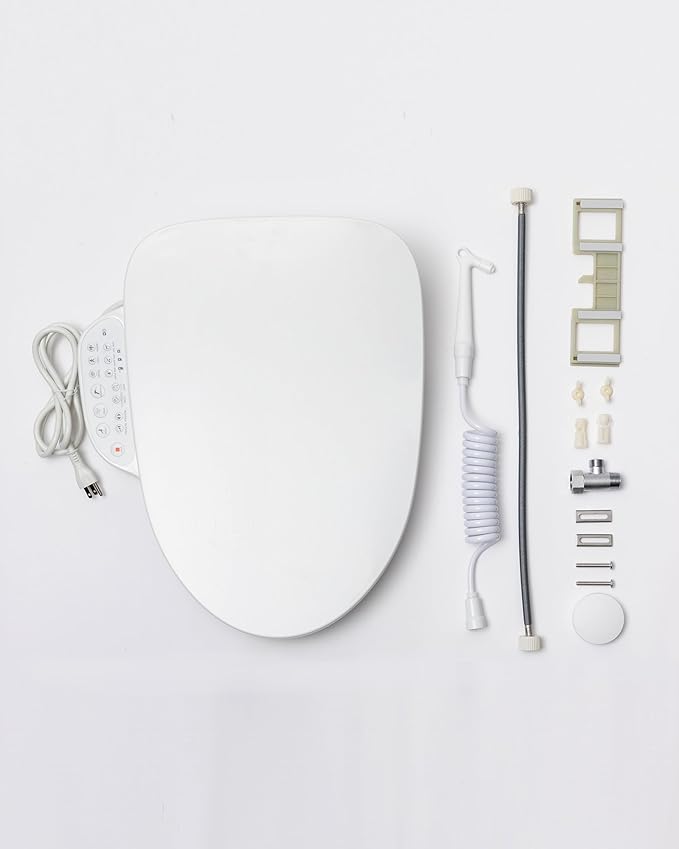DC01 Pro iCleaningo Electric Bidet Toilet Seat, Auto Open Seat & Lid, 360° Handheld Spray,Warm Water Wash, Fast Dry Air Dryer, Heated Seat, Remote & Side Control, Night Light, Elongated