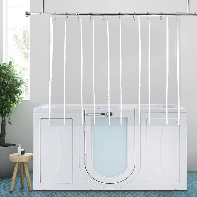 Stall Size Clear Short Shower Curtain Liner 60x48 in for Walk in Tub | Transparent Plastic Peva Vinyl Waterproof shower curtain for walk in shower with 3 Heavy Magnets