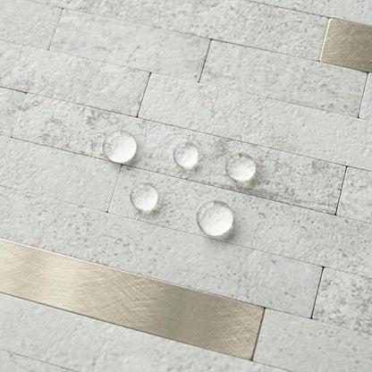 AULIGET 2 Sheets Faux Stone Peel and Stick Backsplash, Beige Stone Look PVC Wall Tile Stick on Backsplash for Kitchen and Bathroom