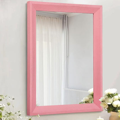 AAZZKANG Rectangle Mirror with Wood Frame Modern Farmhouse Wall Mirrors Decor Large 28"x20" for Bedroom Bathroom Living Room Pink