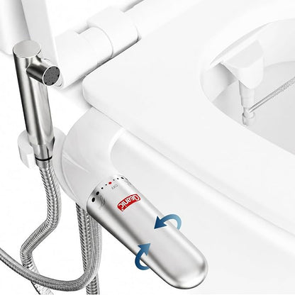 DEANIC 2-in-1 Bidet Attachment with Handheld Bath Bidet Sprayer, Ultra-Slim Adjustable Water Pressure Nozzle, Cold Water Non Electric Hand Sprayer for Toilet Seat (Sliver White)