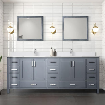 Jacques 84 in. W x 22 in. D Dark Grey Double Bath Vanity and White Quartz Top
