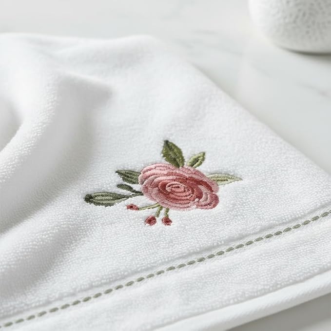 Avanti Linens – Fingertip Towel Set, 100% Cotton Velour Bathroom Towels with Embroidered Floral & Absorbent Terry Reverse, Home Decor, Set of 2 (Spring Garden Collection)