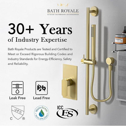 Bath Royale Pasha Luxury Bathroom Sink Faucet Single Control - All Metal, Easy Install, Brushed Gold