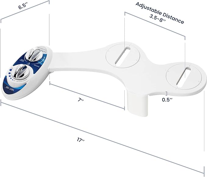 LUXE Bidet NEO 185 Blue and Elongated Toilet Seat Bundle