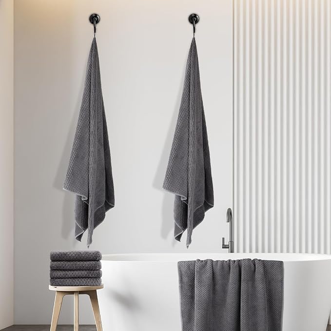 HOMEXCEL 8PK Bath Towel Set, Soft Absorbent, 2 Bath, 2 Hand, 4 Wash, Grey | Light Weight, Quick Drying Towel Set for Bathroom, Gym, Hotel, SPA, Sport, Yoga, Fitness