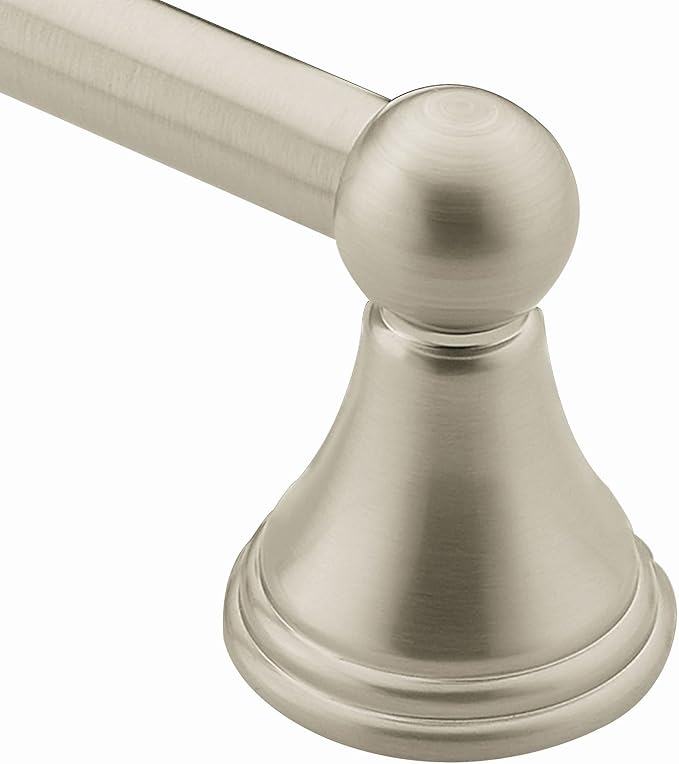 Moen Preston Brushed Nickel 24-Inch Single Wall Mounted Bathroom Towel Bar, DN8424BN