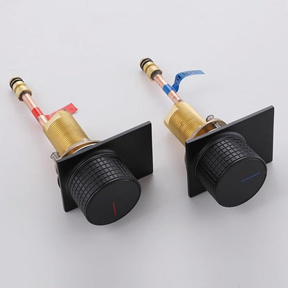 3 Holes Restroom Faucet 2 Knobs Hot and Cold Faucet for Bathroom Sink Copper,Black