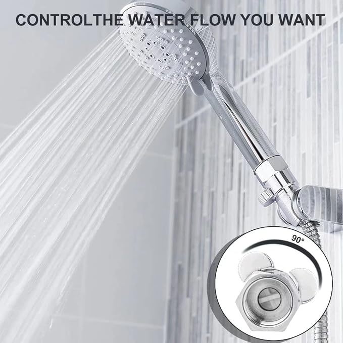 MAYYAYA Brass Shower Shut Off Valve, Flow Control, Handheld/Bidet, Chrome | Shut Off Valve, Flow Control, G1/2 NPT, Brass Body, Handle Lever, for Handheld Shower&Bidet Sprayer, Leak-Free, Silver
