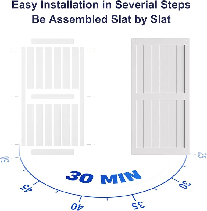 SMARTSTANDARD 42" x 84" White Sliding Barn Door with 7FT Silver Hardware | Pre-Drilled Ready to Assemble, Waterproof PVC Coating, H-Frame
