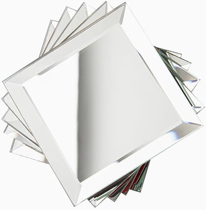 80 Pcs Beveled Mirror Tiles, 3 Inch Silver Square Mirror Glass Tiles for Kitchen Backsplash Bathroom Shower Wall, 5 SQ.FT