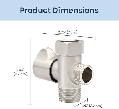 LUXE Bidet 7/8" x 7/8" x 1/2" Shut-Off Valve T-Adapter for Bidets, Compatible with NEO Series Bidet Attachments (Winged, Nickel Finish)